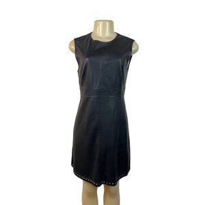 Zara Women's Black Faux Leather  With Grommets Sleeveless Dress S